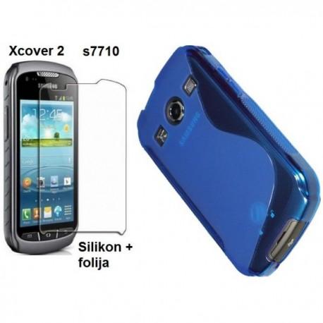 Silikon Etui za Samsung Galaxy Xcover 2 S7710 +folija, Modra barva