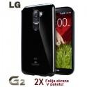 Silikon etui za LG G2 + 2x Folija High-Quality ,Črna barva