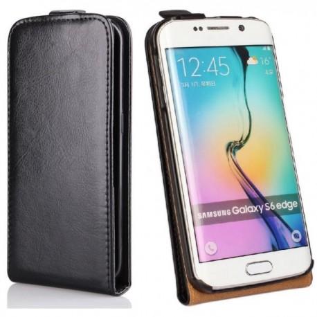 Preklopna usnjena torbica za Samsung Galaxy S6 Edge Črna barva