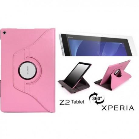 Torbica za Sony Xperia Z2 Tablet, Vrtljiva 360+ Folija ekrana, Pink barva