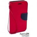 Preklopna Torbica Fancy za Sony Xperia Z1 Compact, Rdeča barva