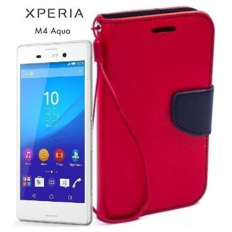 Preklopna Torbica Fancy za Sony Xperia M4 Aqua, Rdeča barva