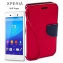 Preklopna Torbica Fancy za Sony Xperia M4 Aqua, Rdeča barva