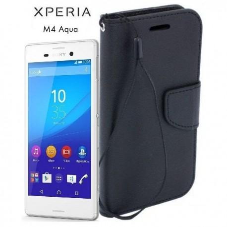 Preklopna Torbica Fancy za Sony Xperia M4 Aqua, Črna barva