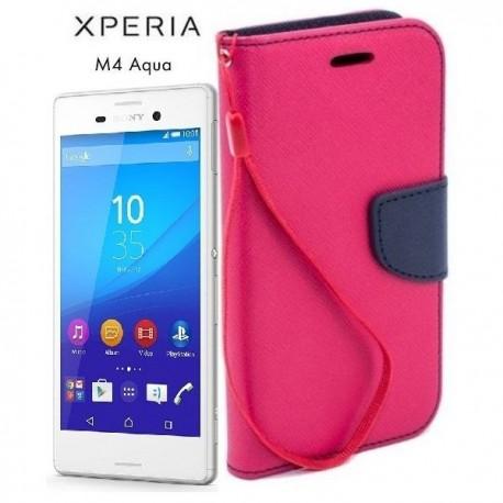 Preklopna Torbica Fancy za Sony Xperia M4 Aqua, Pink barva