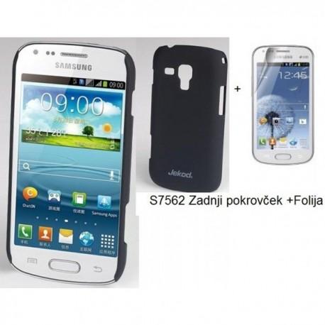 Etui Jekod za Samsung Galaxy S Duos, Galaxy Trend, Zadnji pokrovček +Folija, Črna barva