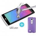 Silikonski etui za LG Leon +Zaščitno steklo, Viola barva