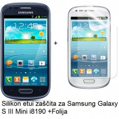 Silikon etui Jekod za Samsung Galaxy S3 Mini +Folija, temna barva