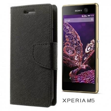 Preklopna Torbica "Fancy" za Sony Xperia M5, Črna barva