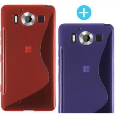 2 x silikonski etui za Microsoft Lumia 950, Vijola in Rdeča barva