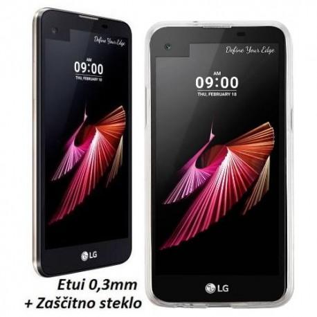 Silikonski etui 0,3mm za LG X Screen, Prozoren+ Zaščitno steklo
