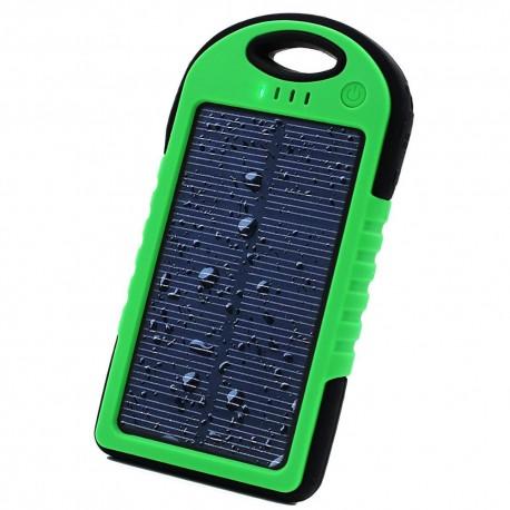 Prenosna Zunanja Baterija 6000 mAh -solarna,  Zelena barva