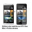 Silikon etui za HTC One Mini +Folija ekrana, prosojno temna