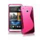 Silikon etui za HTC One Mini +Folija Gratis , Pink barva