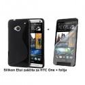 Silikon Etui za HTC One + folija, črna barva