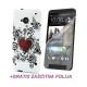 Silikon etui za HTC One +Folija Gratis , Bela barva Red Heart