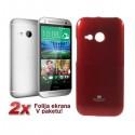 Silikon etui za HTC One M8 Mini + 2x Folija High-Quality , Rdeča barva