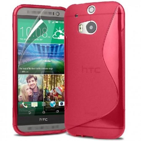 Silikon etui za HTC One M8 +Folija ekrana , Pink barva