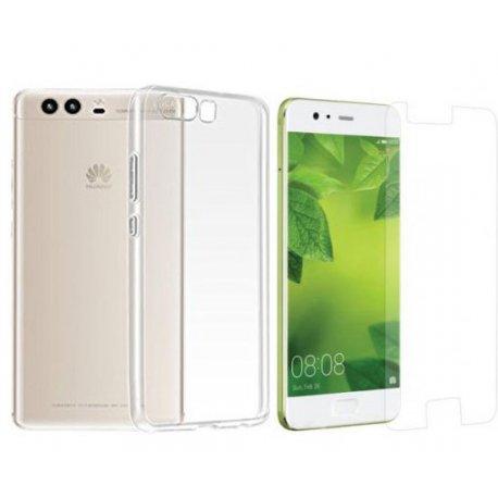 Silikonski etui, prozoren+ zaščitno steklo za Huawei P10