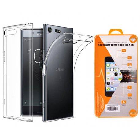 Silikonski etui, prozoren+ zaščitno steklo za Sony Xperia XZ Premium