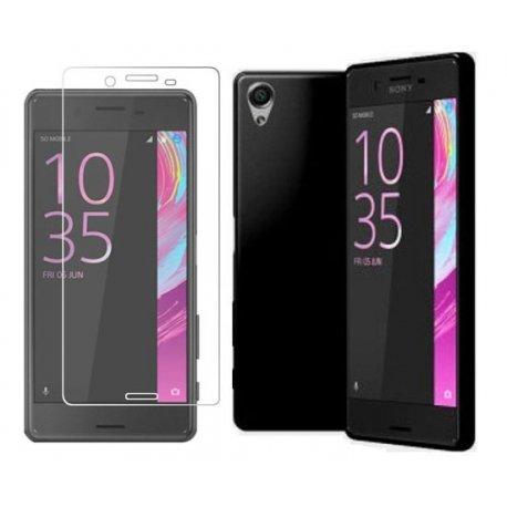 Silikonski etui za Sony Xperia X, črn + zaščitno steklo