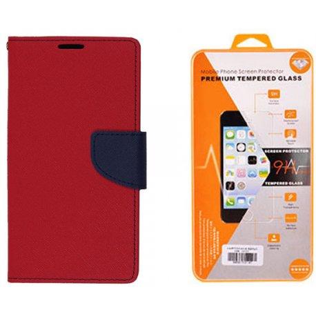 Etui "Fancy" + zaščitno steklo za Samsung Galaxy Xcover 4, Rdeča barva