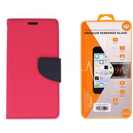 Etui "Fancy" + zaščitno steklo za Samsung Galaxy Xcover 4, Pink barva