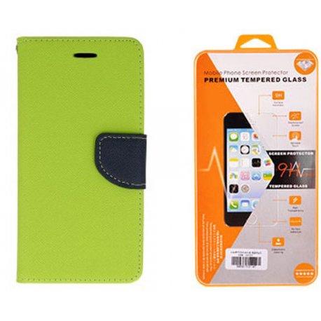 Etui "Fancy" + zaščitno steklo za Samsung Galaxy Xcover 4, Zelena barva
