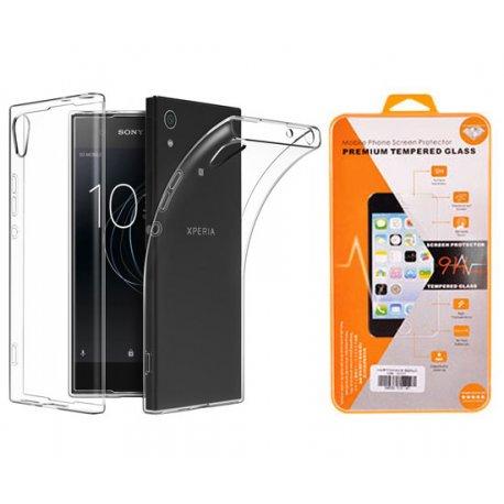 Silikonski etui, prozoren+ zaščitno steklo za Sony Xperia XA1
