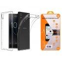 Silikonski etui, prozoren+ zaščitno steklo za Sony Xperia XA1